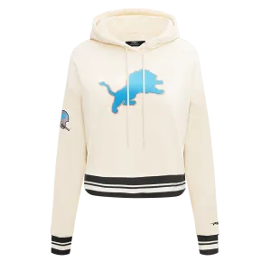 NFL DETROIT LIONS RETRO CLASSIC RIB CROPPED FLC PO HOODIE (EGGSHELL/ BLACK)