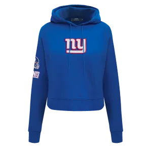 NFL NEW YORK GIANTS WOMEN'S CROPPED FLEECE HOODIE (DODGER BLUE)