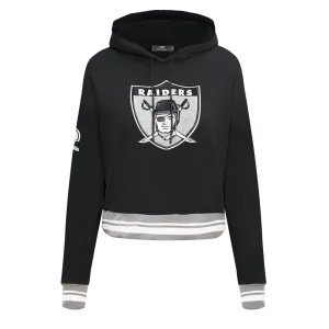 NFL OAKLAND RAIDERS RETRO CLASSIC WOMEN'S CROPPED PO HOODIE (BLACK/GREY)