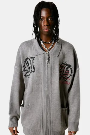 Over Size Cardigan With Zipper