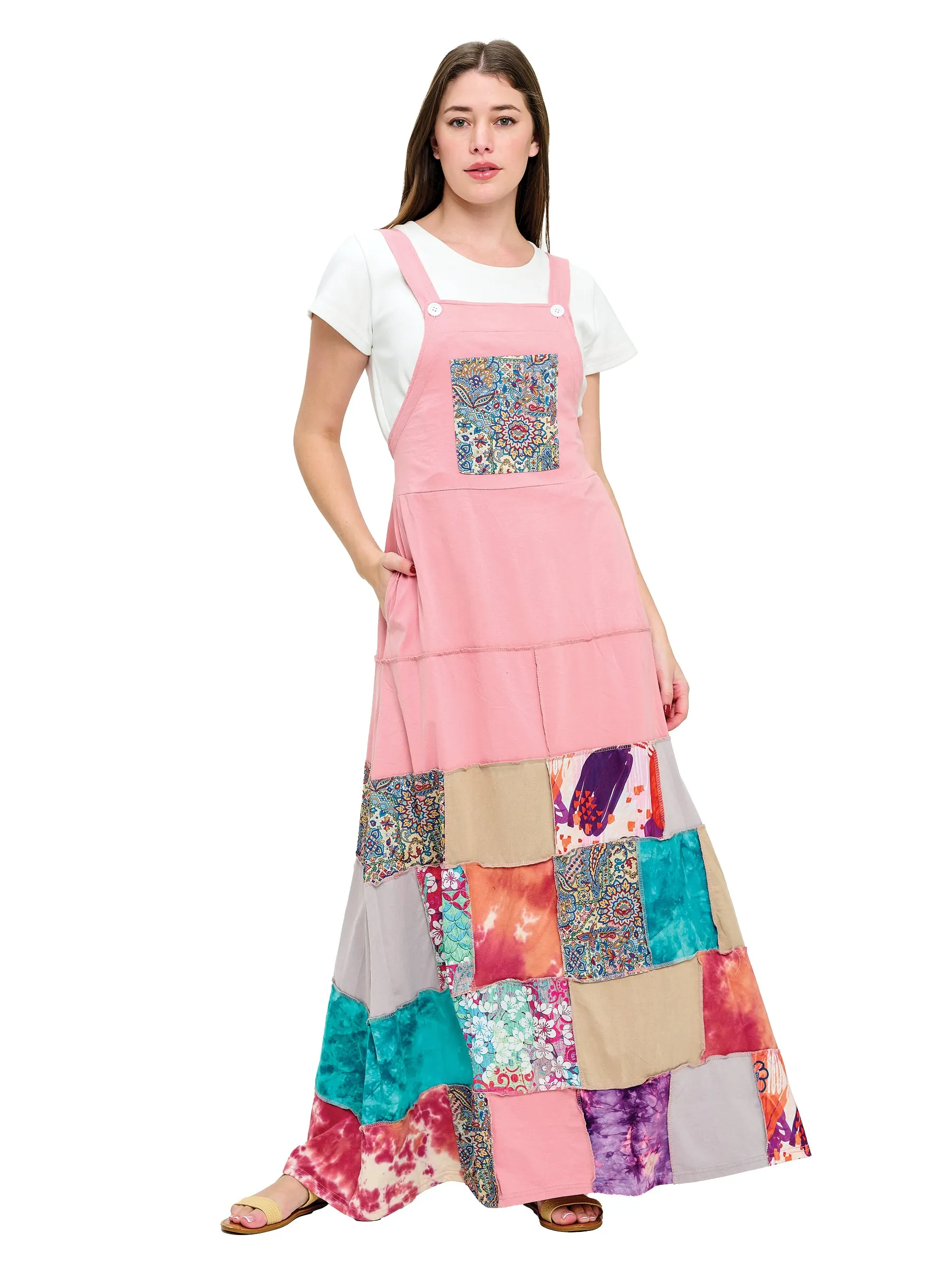 Overall Floral Patchwork  Maxi Dress