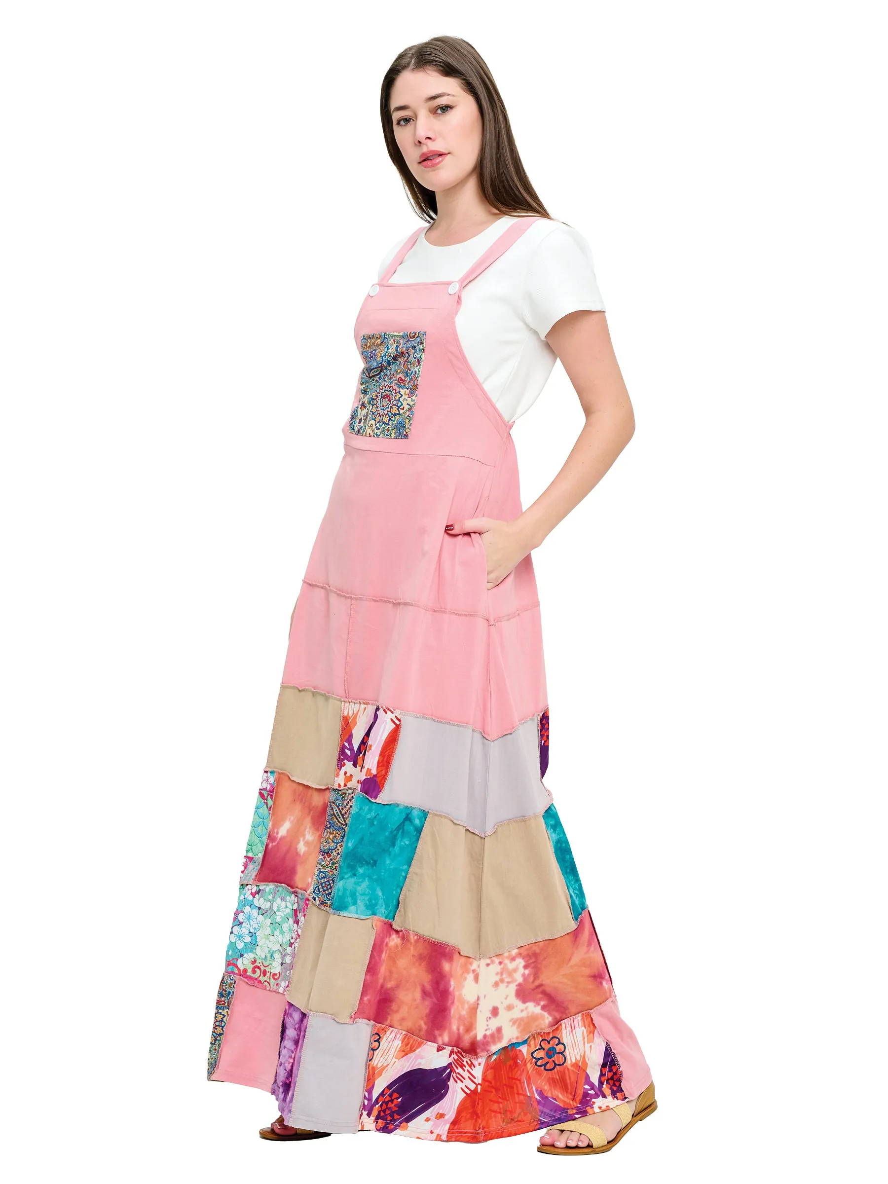 Overall Floral Patchwork  Maxi Dress