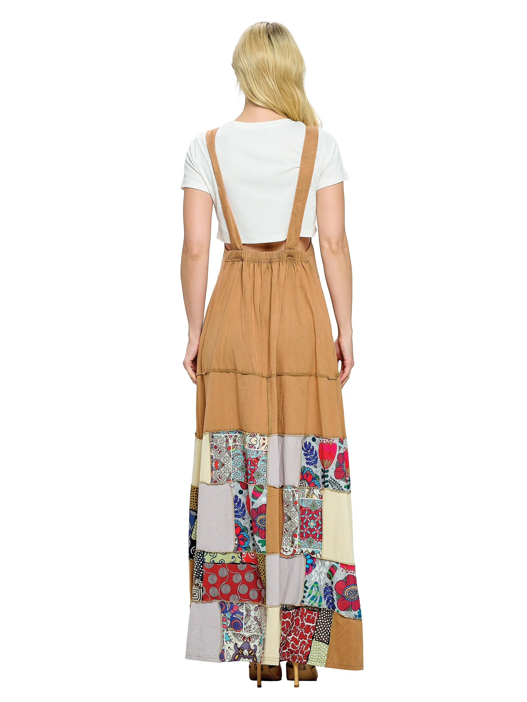 Overall Floral Patchwork  Maxi Dress
