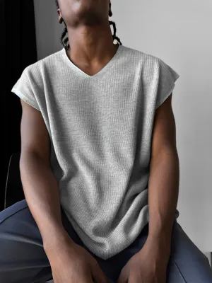 Oversize rolled Edge Knit Tanktop - Grey