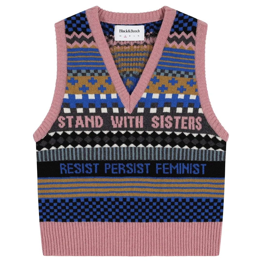 Patchwork Lambswool Tank Top in Klein Blue
