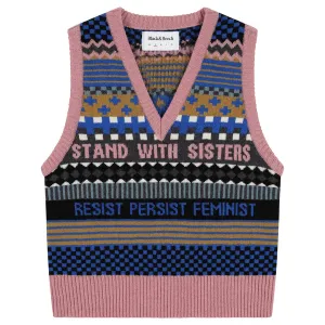 Patchwork Lambswool Tank Top in Klein Blue
