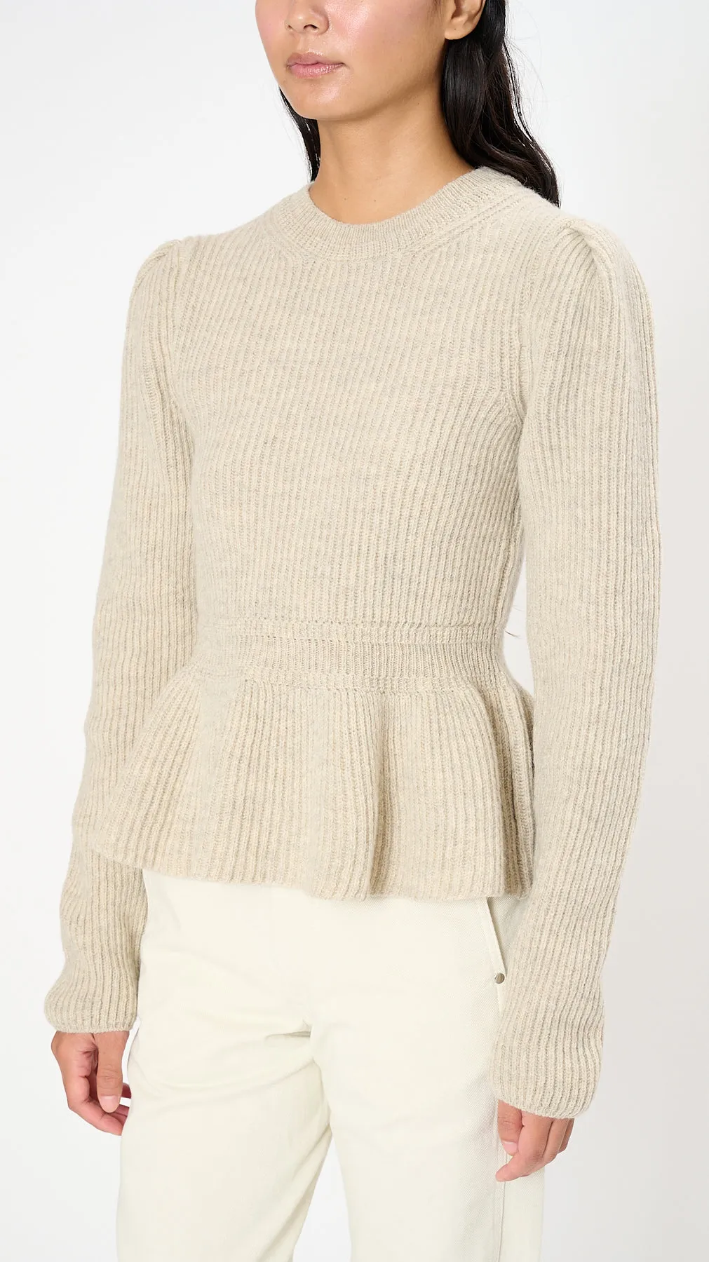 Peplum Sweater in Chalk