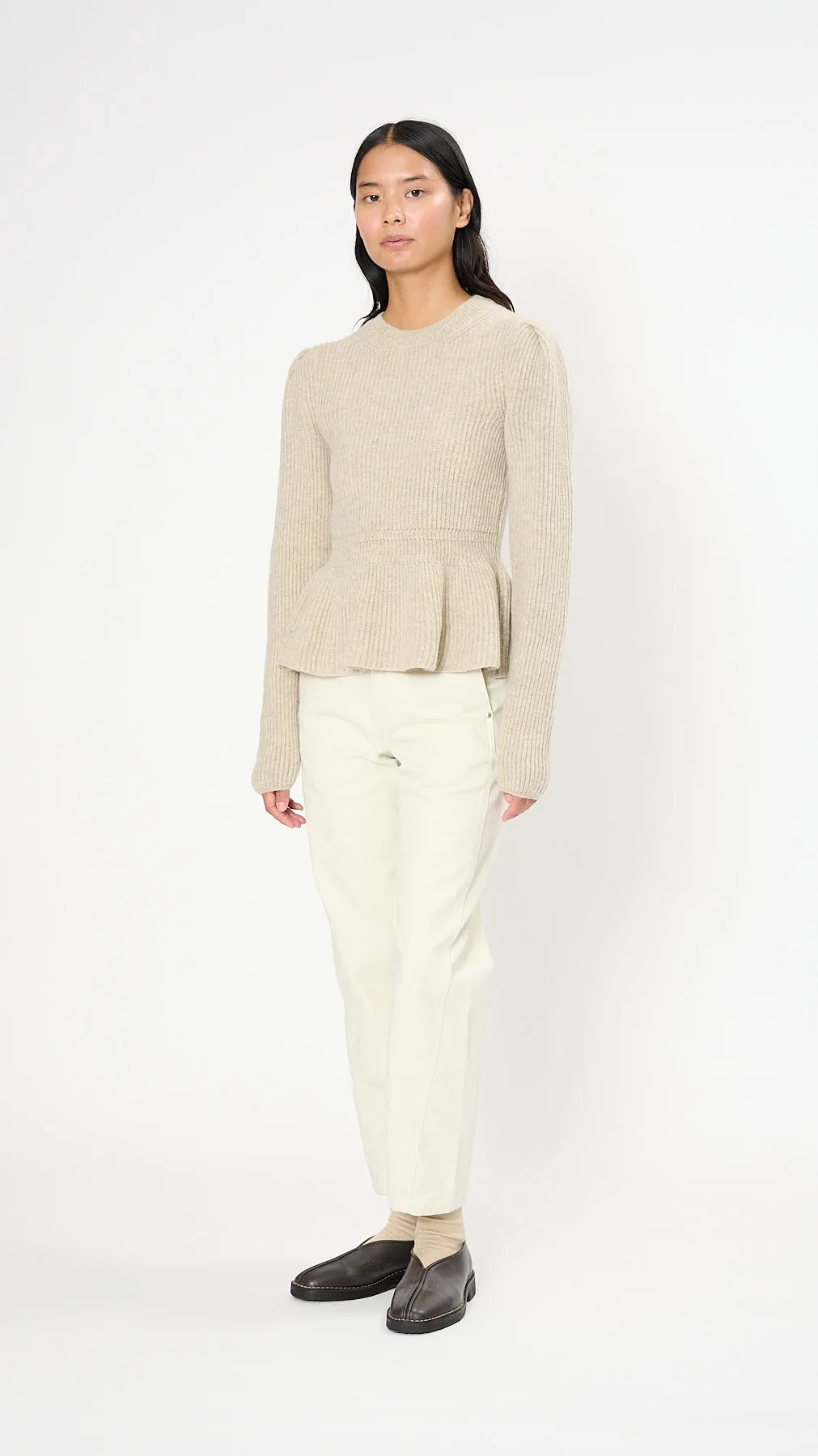 Peplum Sweater in Chalk