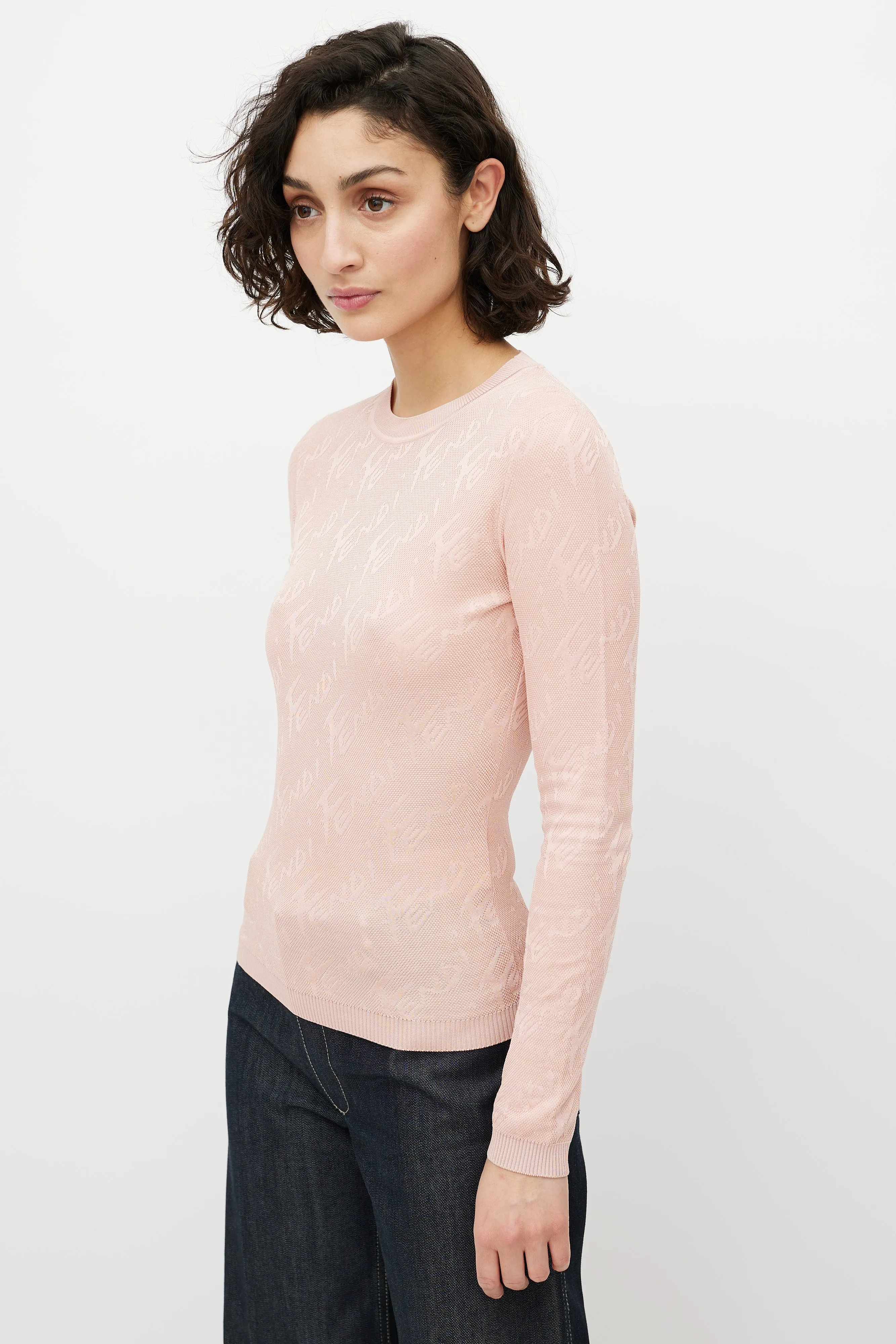 Pink Knit Logo Top