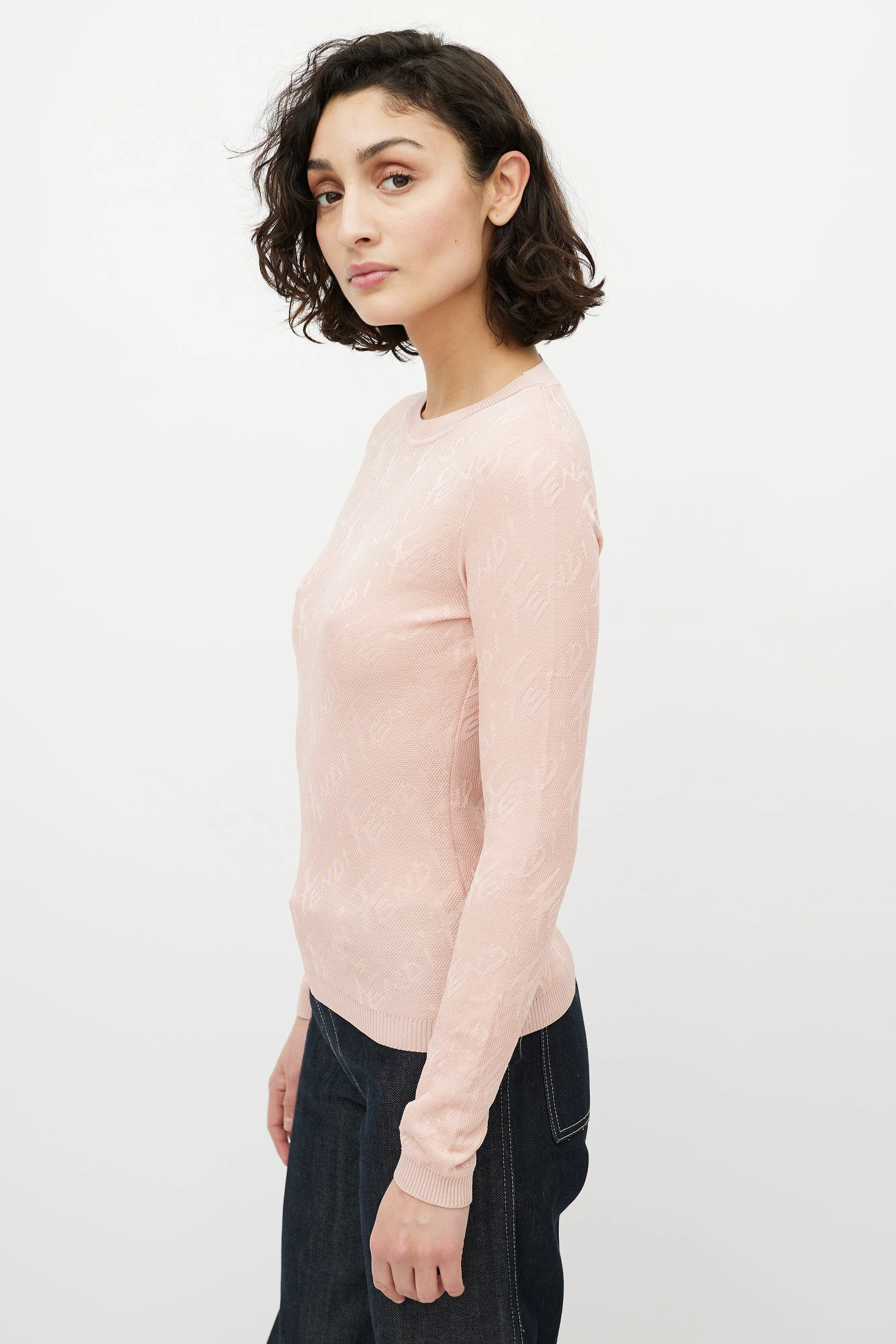Pink Knit Logo Top
