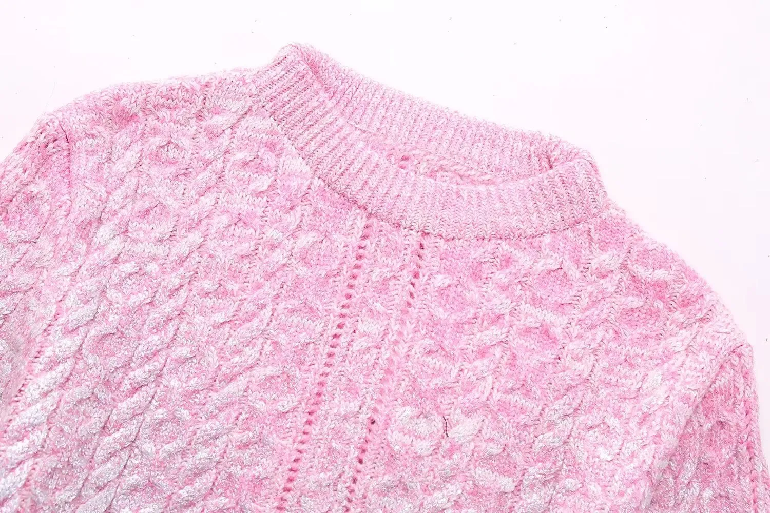 Pink Metallic Short Charming Sleeve Knit Top