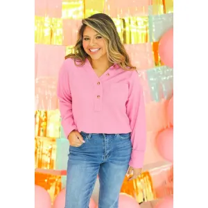 Pink Waffle Knit   Top