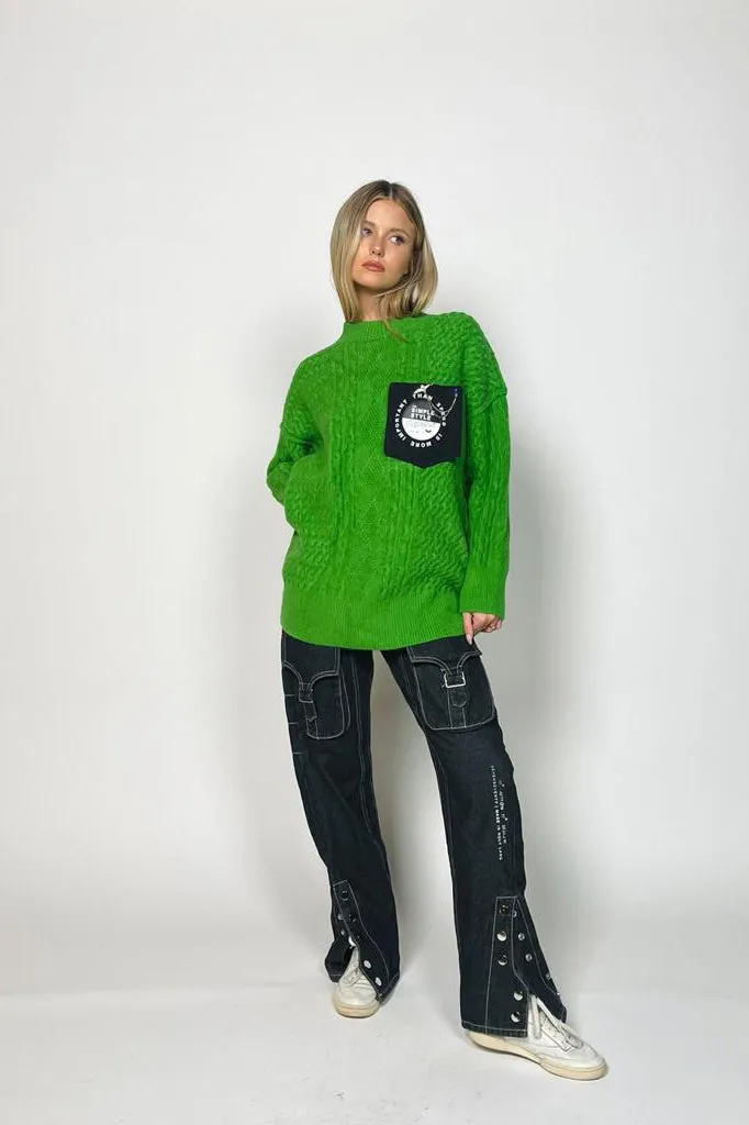 Pocket plain knitted jumper | SIMPLE KNIT