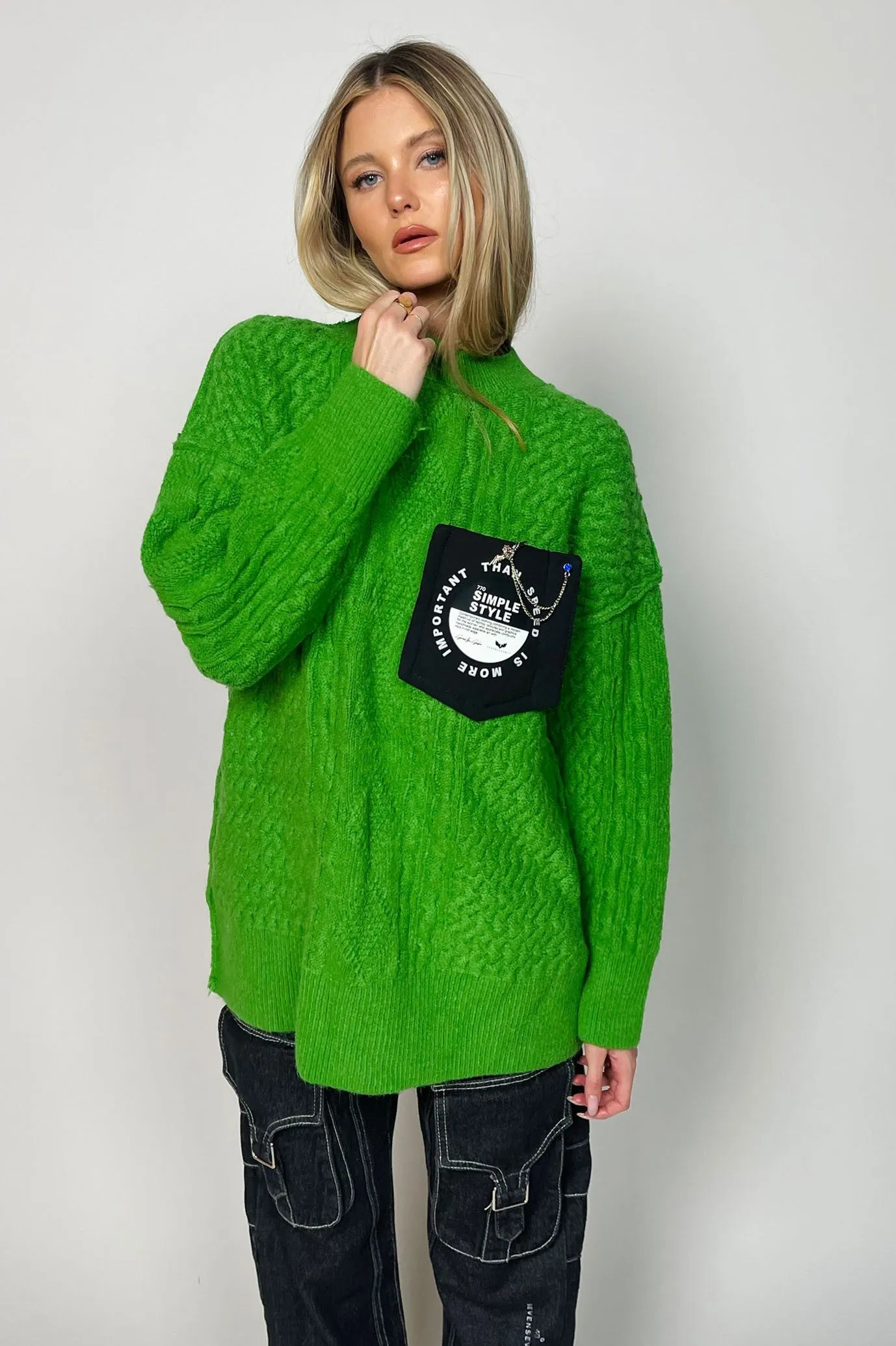 Pocket plain knitted jumper | SIMPLE KNIT