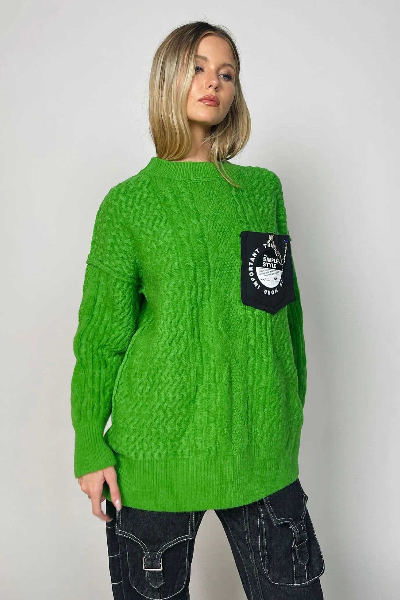 Pocket plain knitted jumper | SIMPLE KNIT