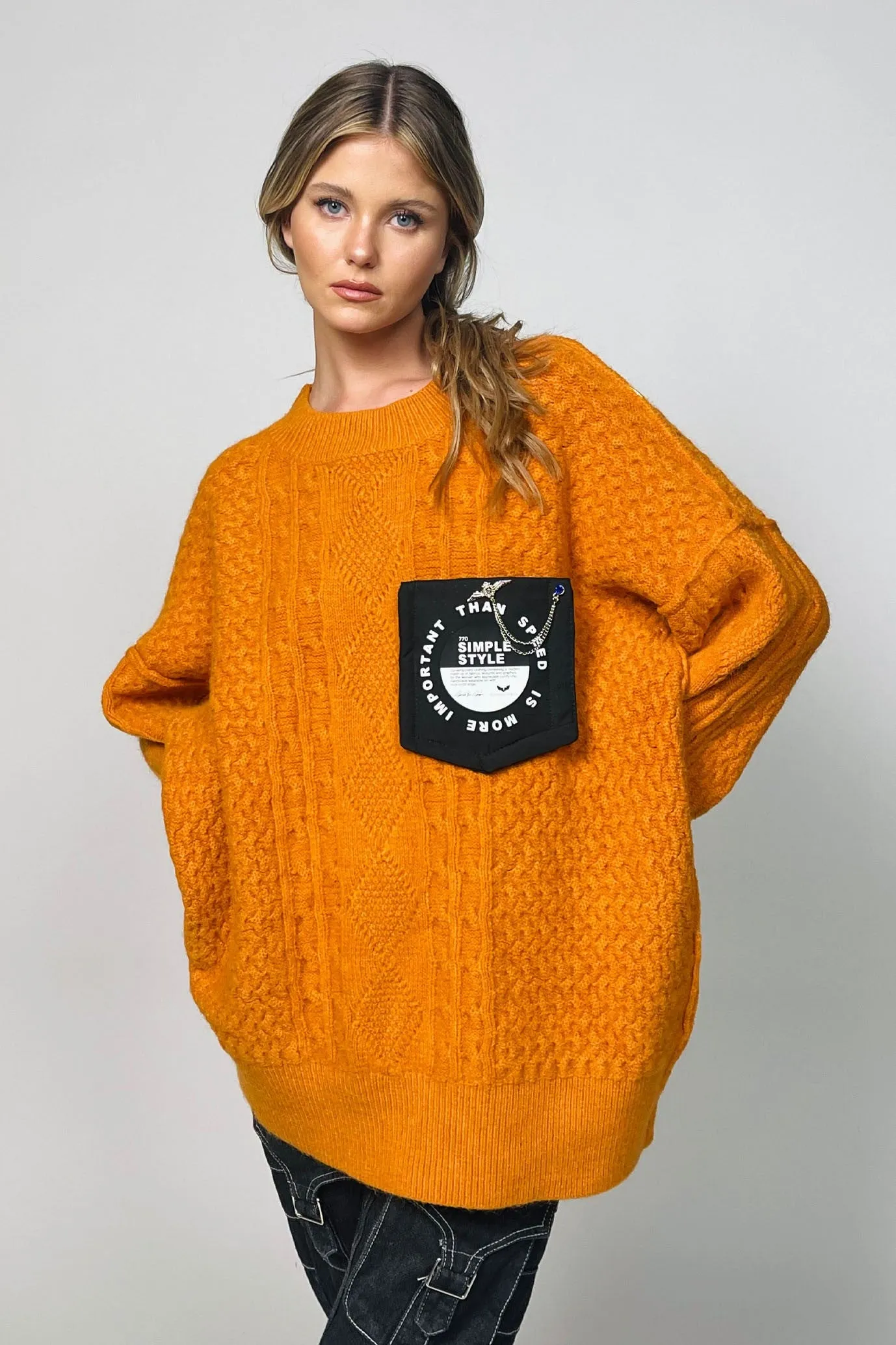 Pocket plain knitted jumper | SIMPLE KNIT