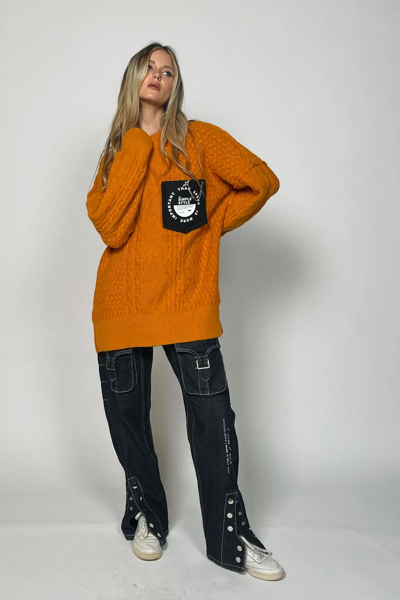 Pocket plain knitted jumper | SIMPLE KNIT