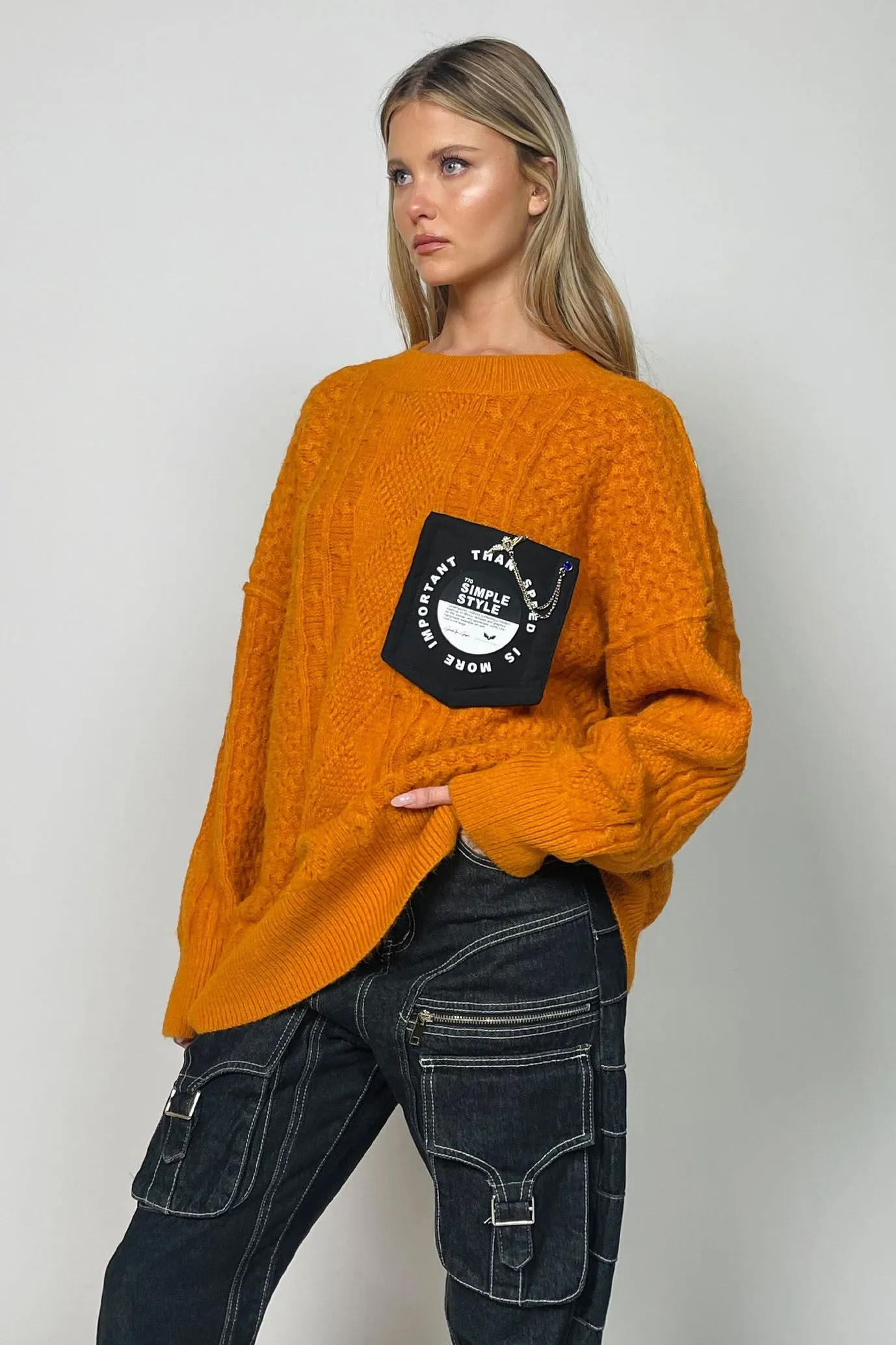 Pocket plain knitted jumper | SIMPLE KNIT