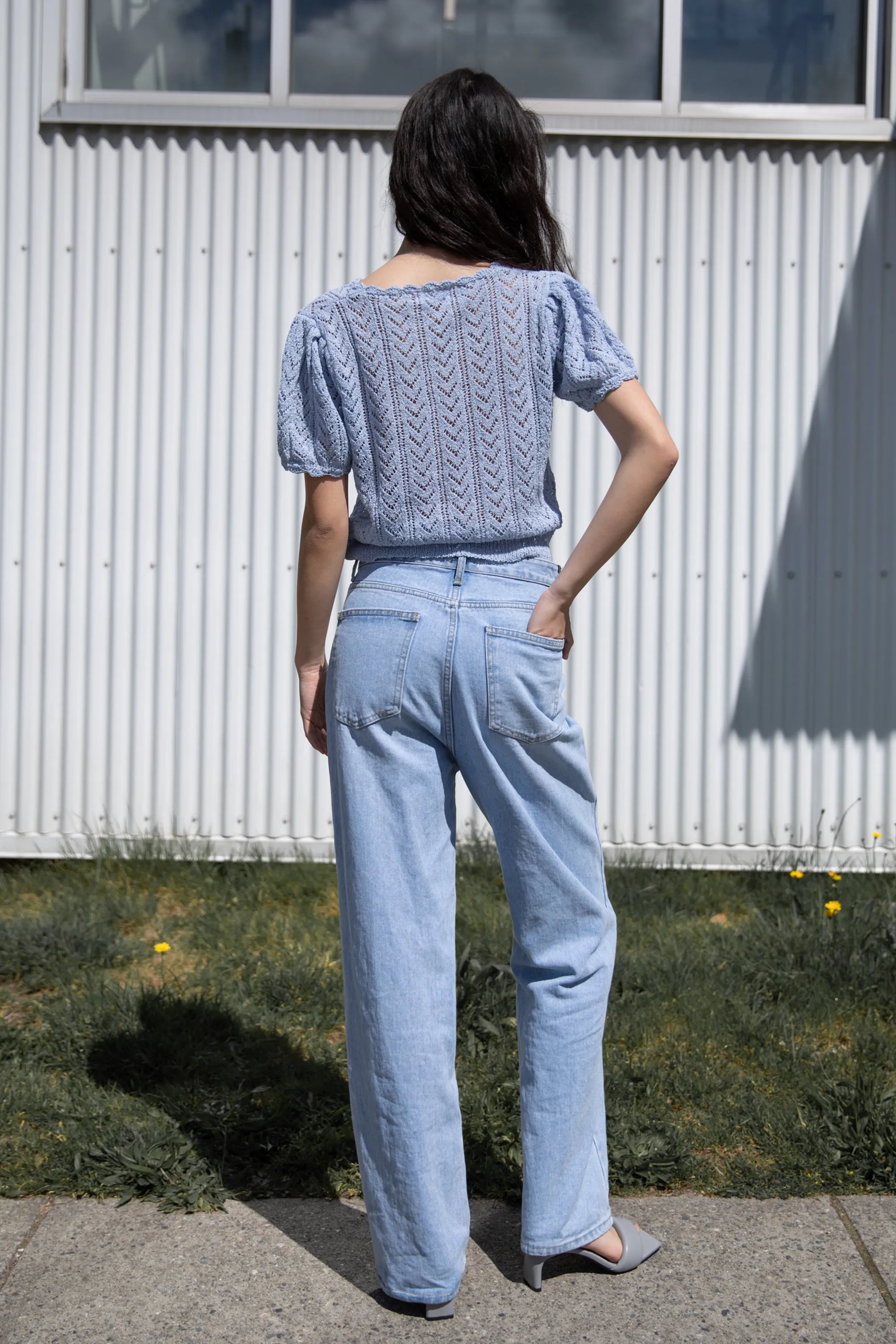 POINTELLE KNIT CROPPED TOP