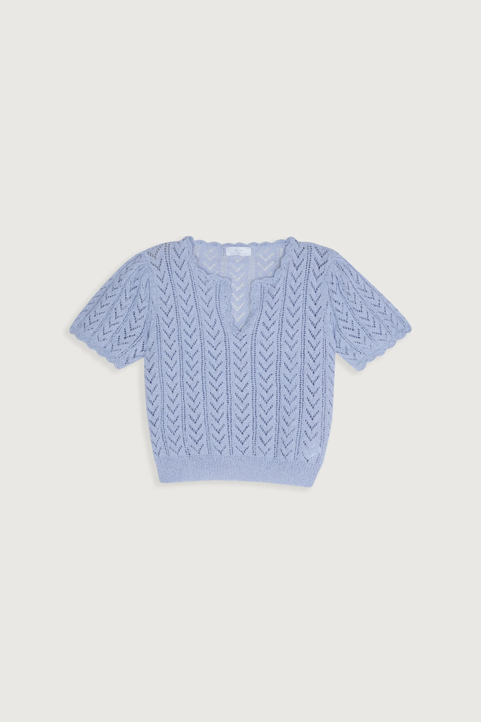 POINTELLE KNIT CROPPED TOP
