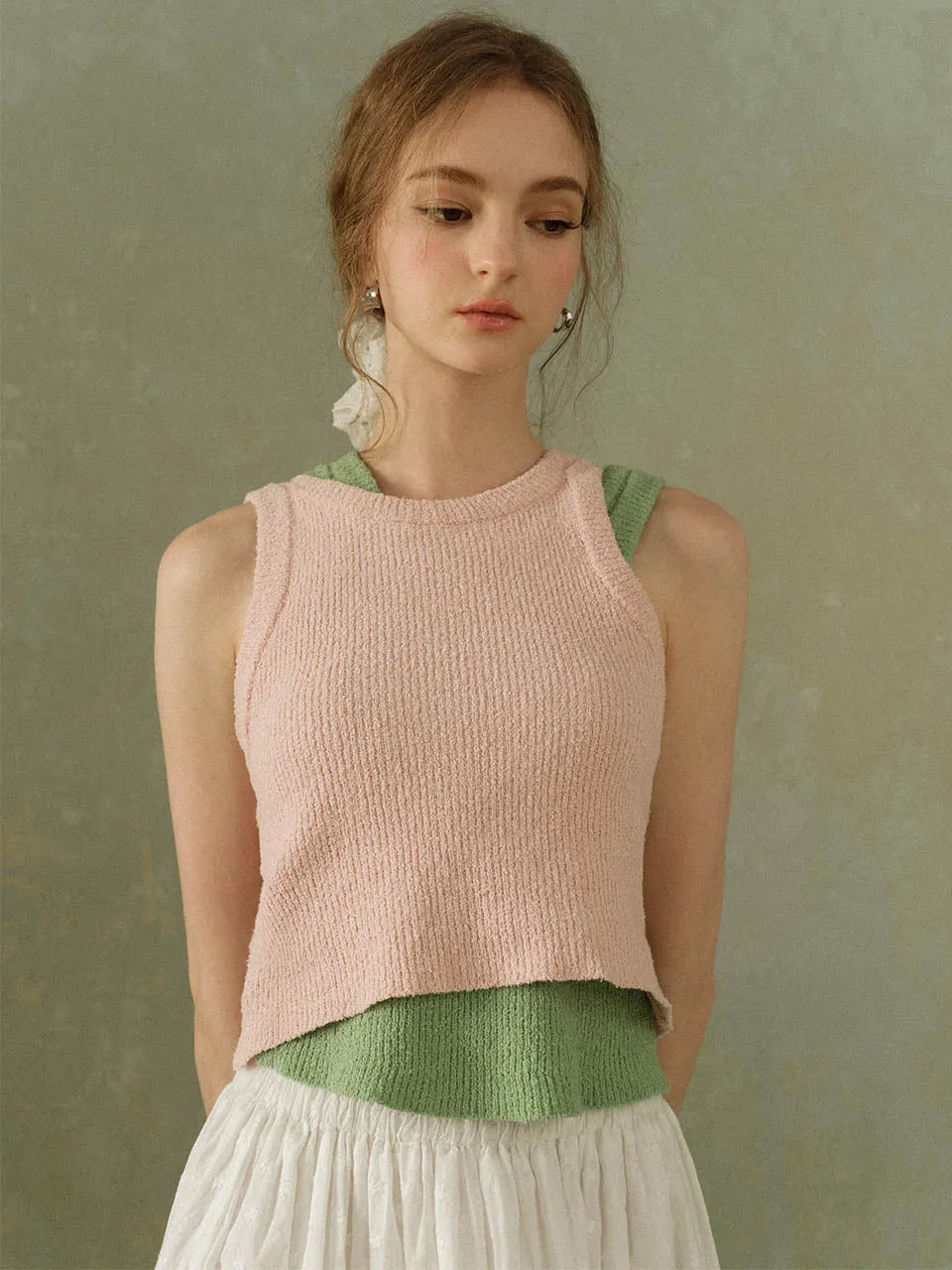 Powder pink knit top