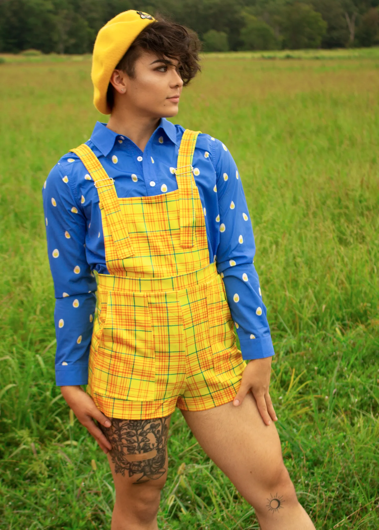 Primary Plaid Overall Shorts