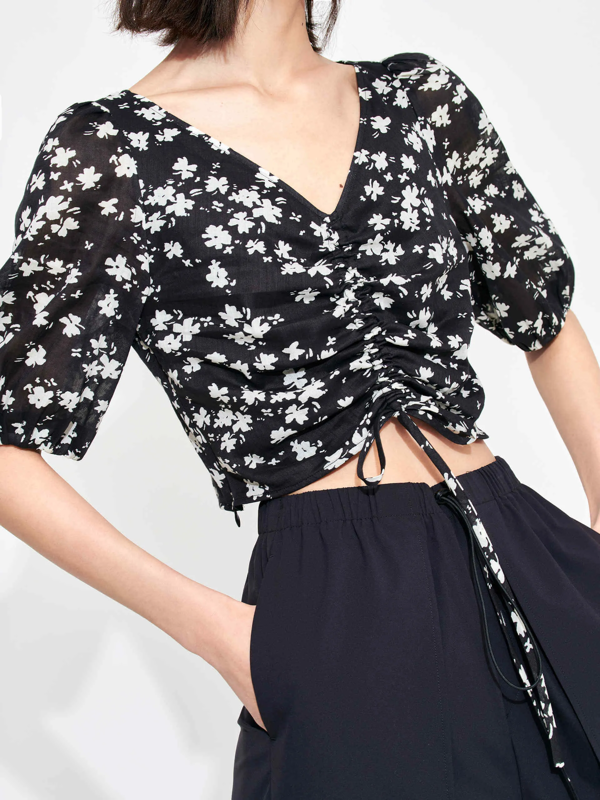 Printed Drawstring Top