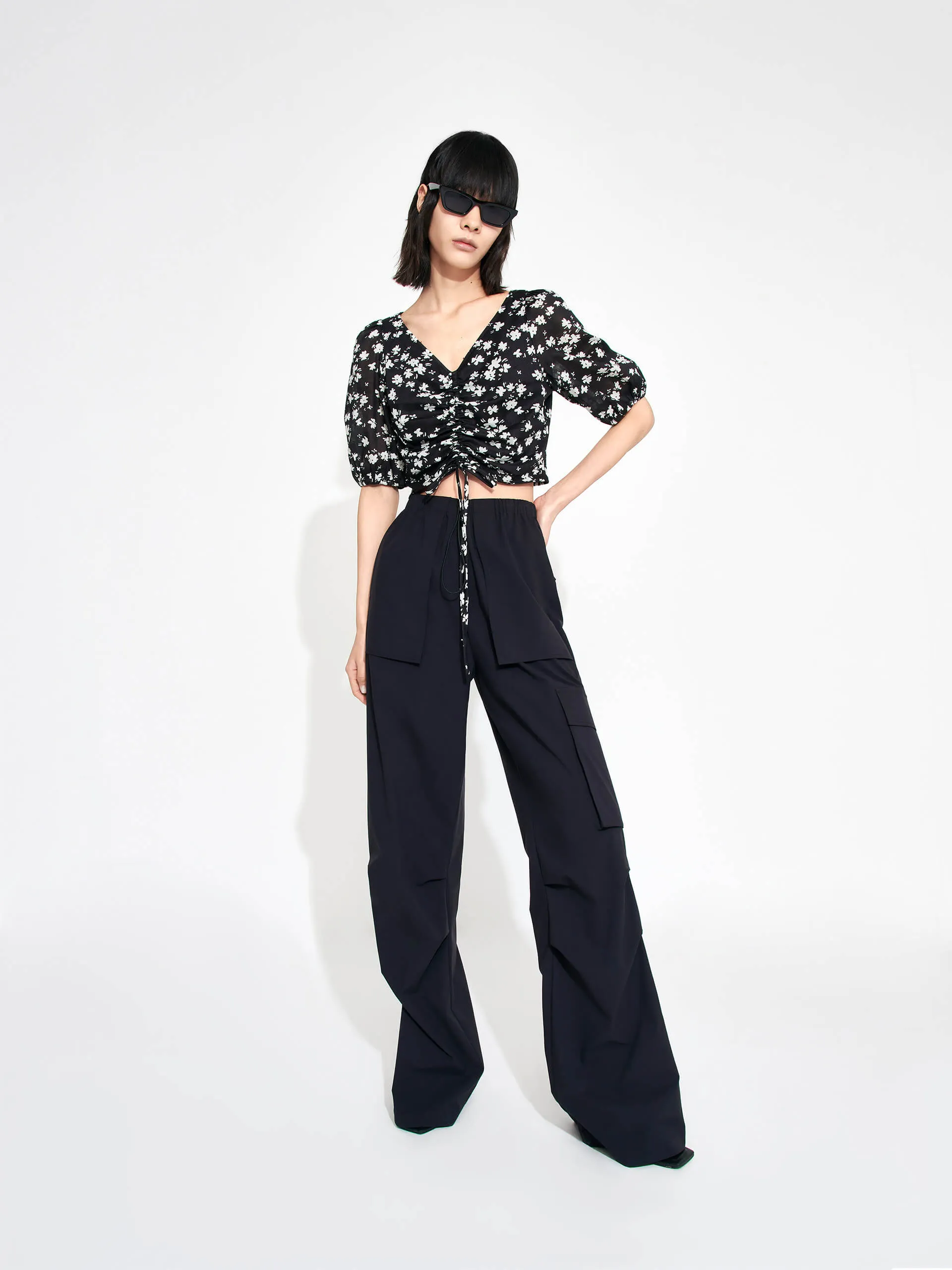 Printed Drawstring Top