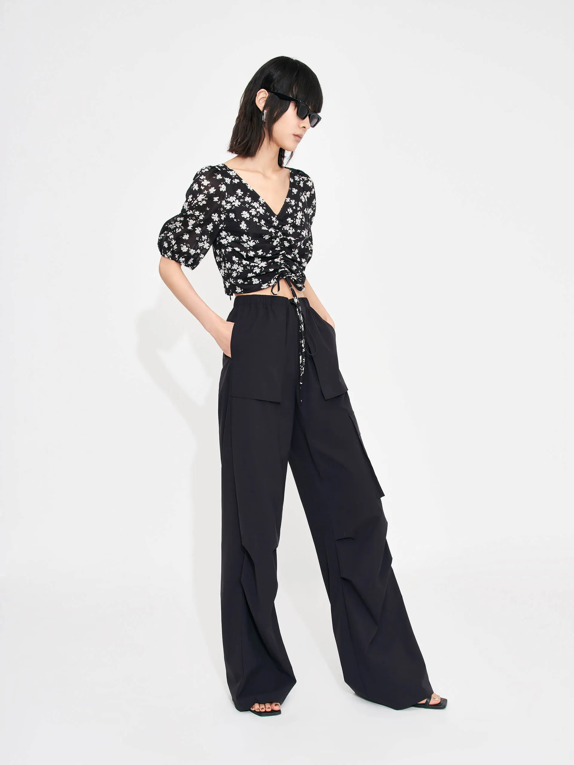 Printed Drawstring Top