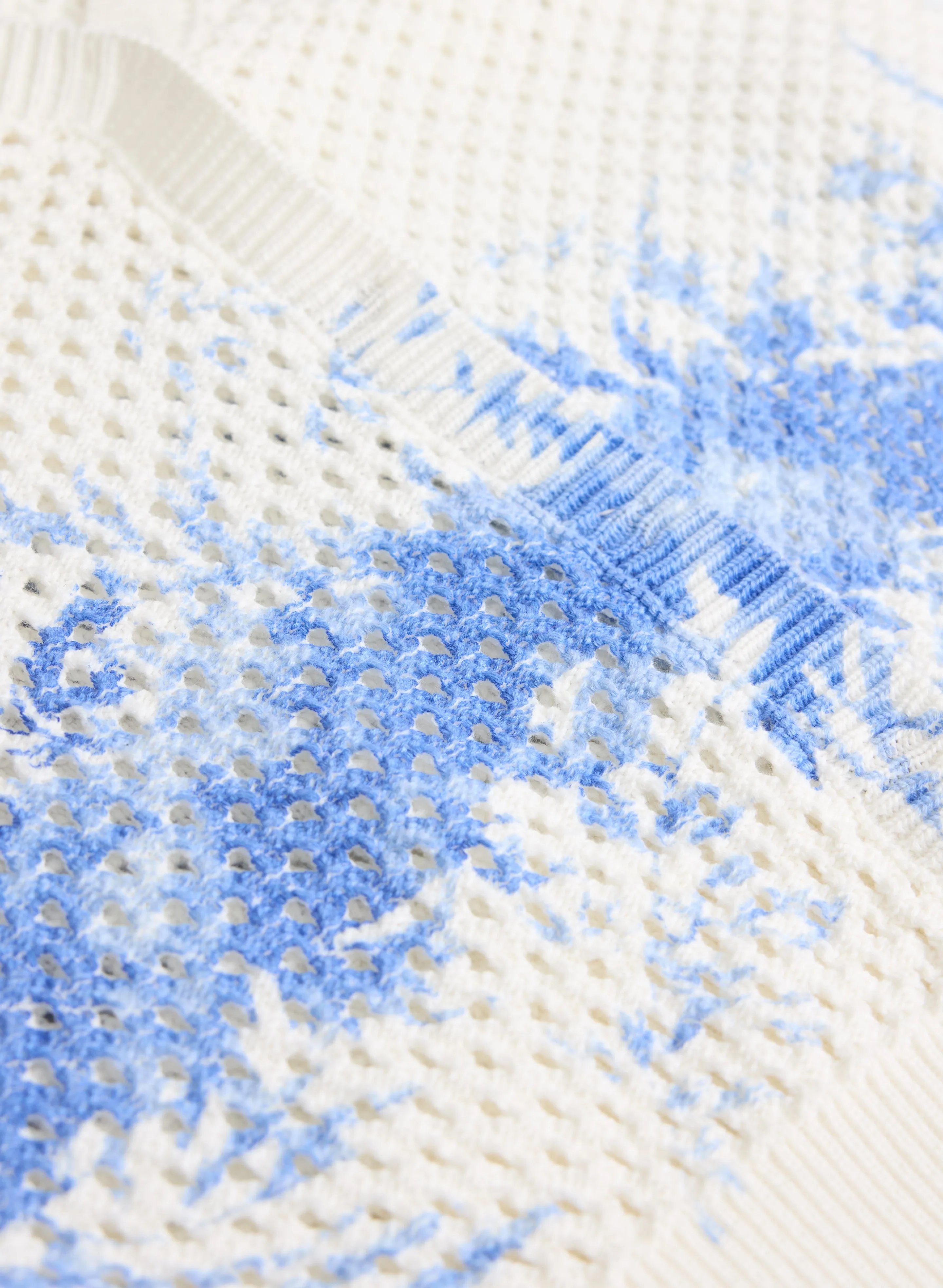 Printed Open Knit Cardigan