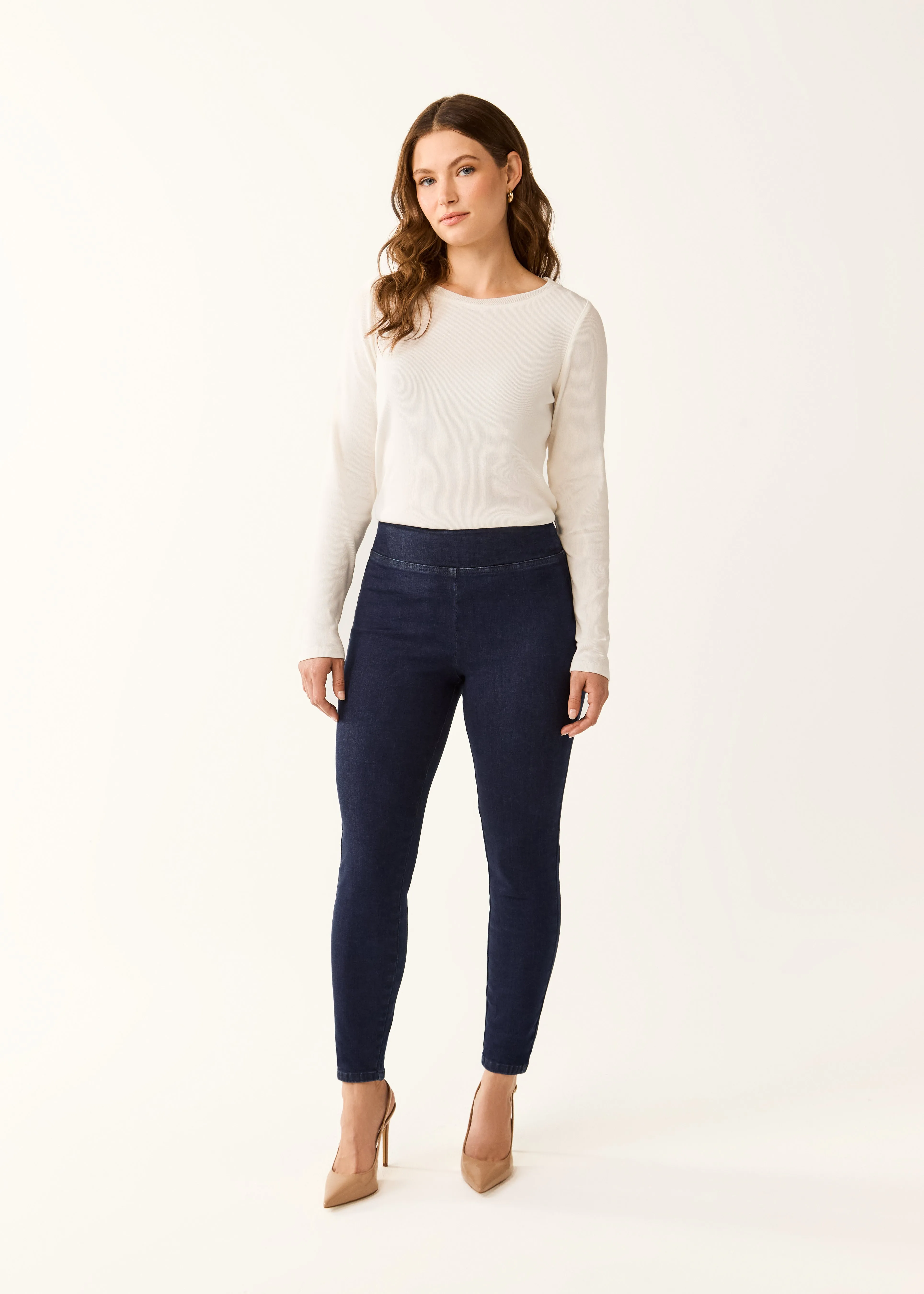 Pull-On Slim Ankle Denim - Dark Rinse