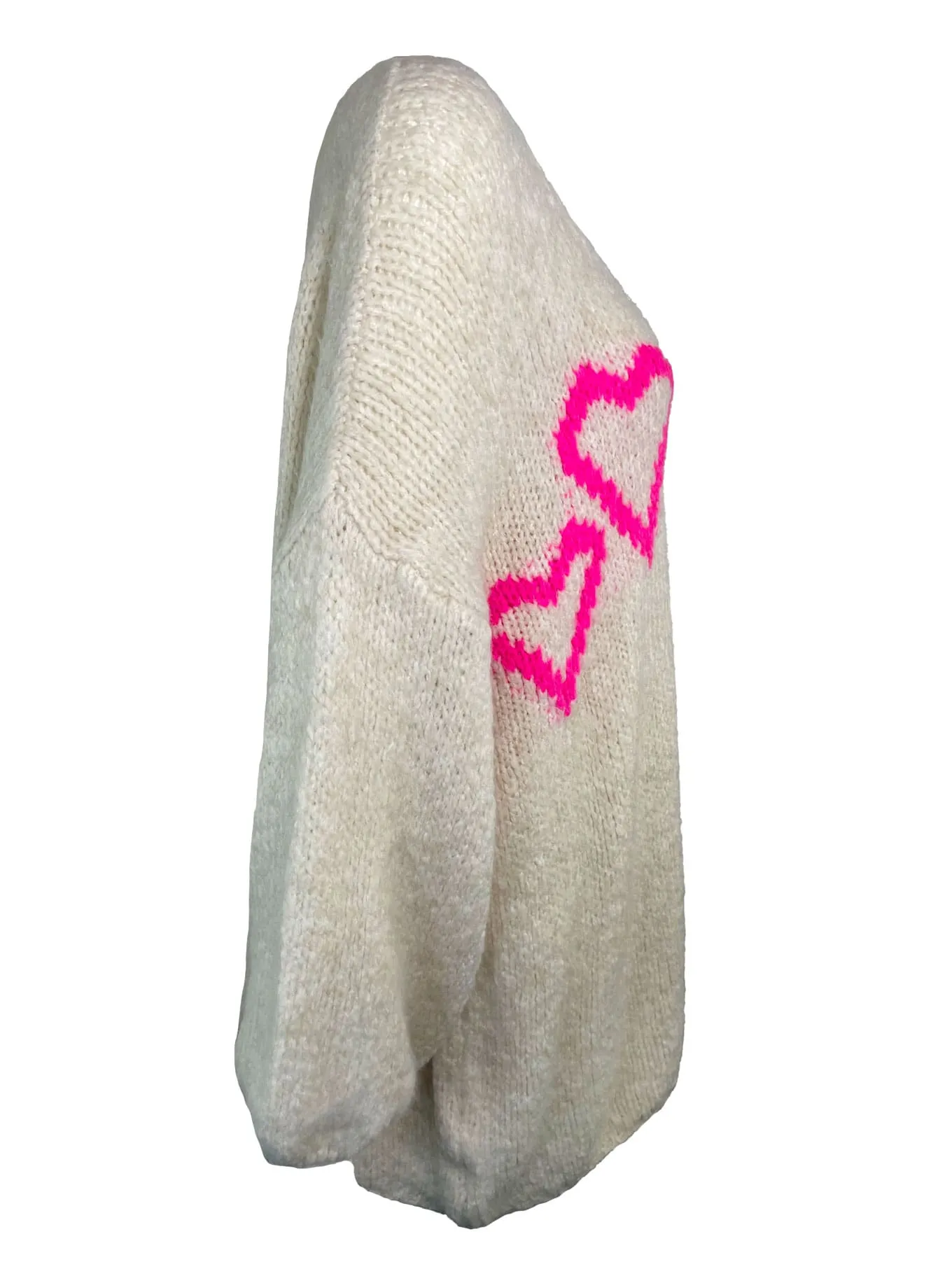 Pullover Neon Herzen creme