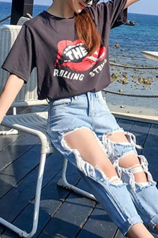 PX833 Cut Out Denim Jeans
