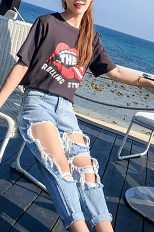 PX833 Cut Out Denim Jeans