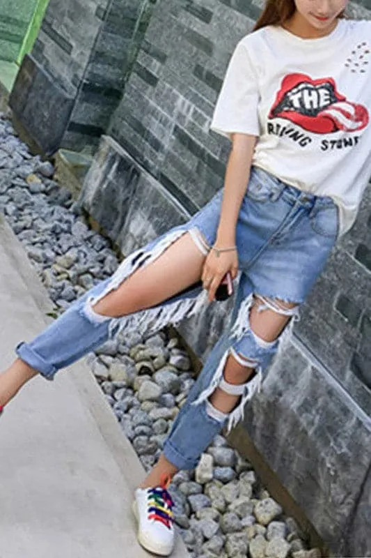 PX833 Cut Out Denim Jeans