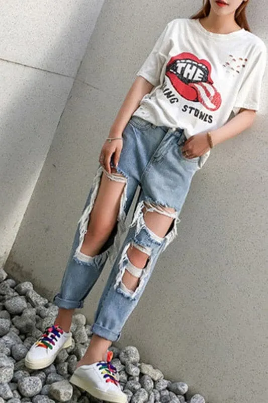 PX833 Cut Out Denim Jeans