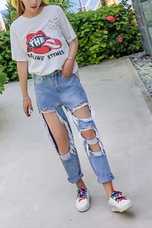 PX833 Cut Out Denim Jeans