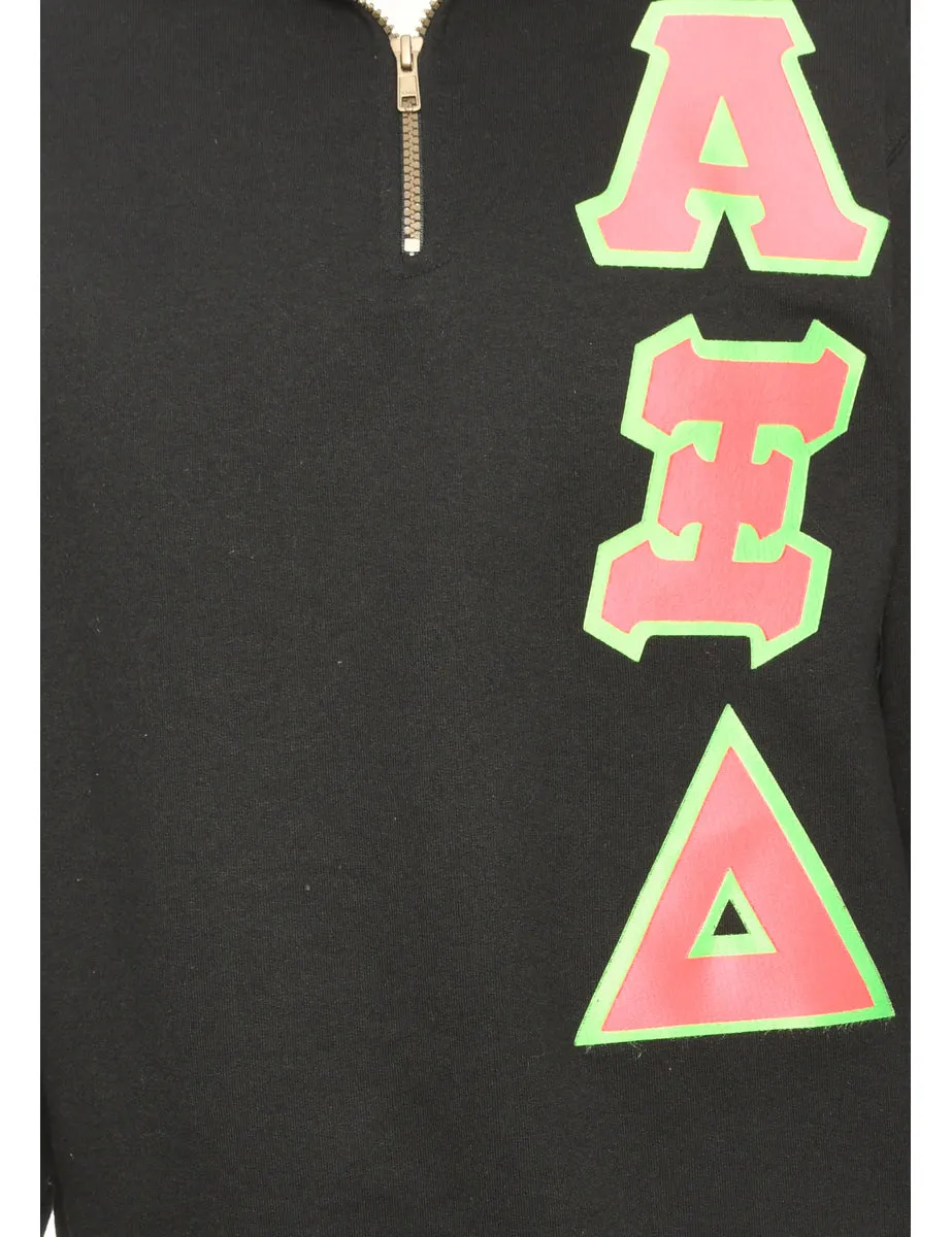 Quarter Zip Printed Sweatshirt - L