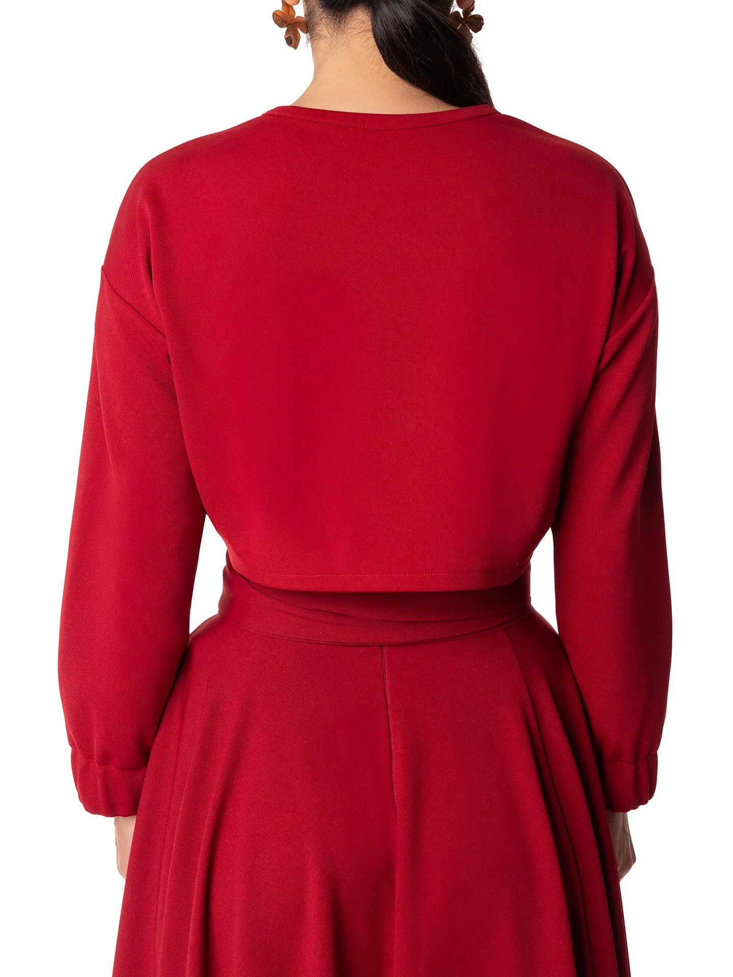 "Amy" Red Long Sleeve Crop Top