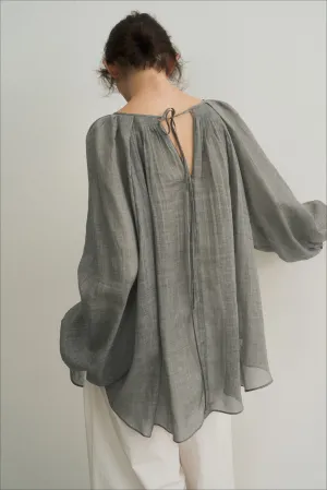 Raime blend Lyocell pleated sheer blouse | 3 color