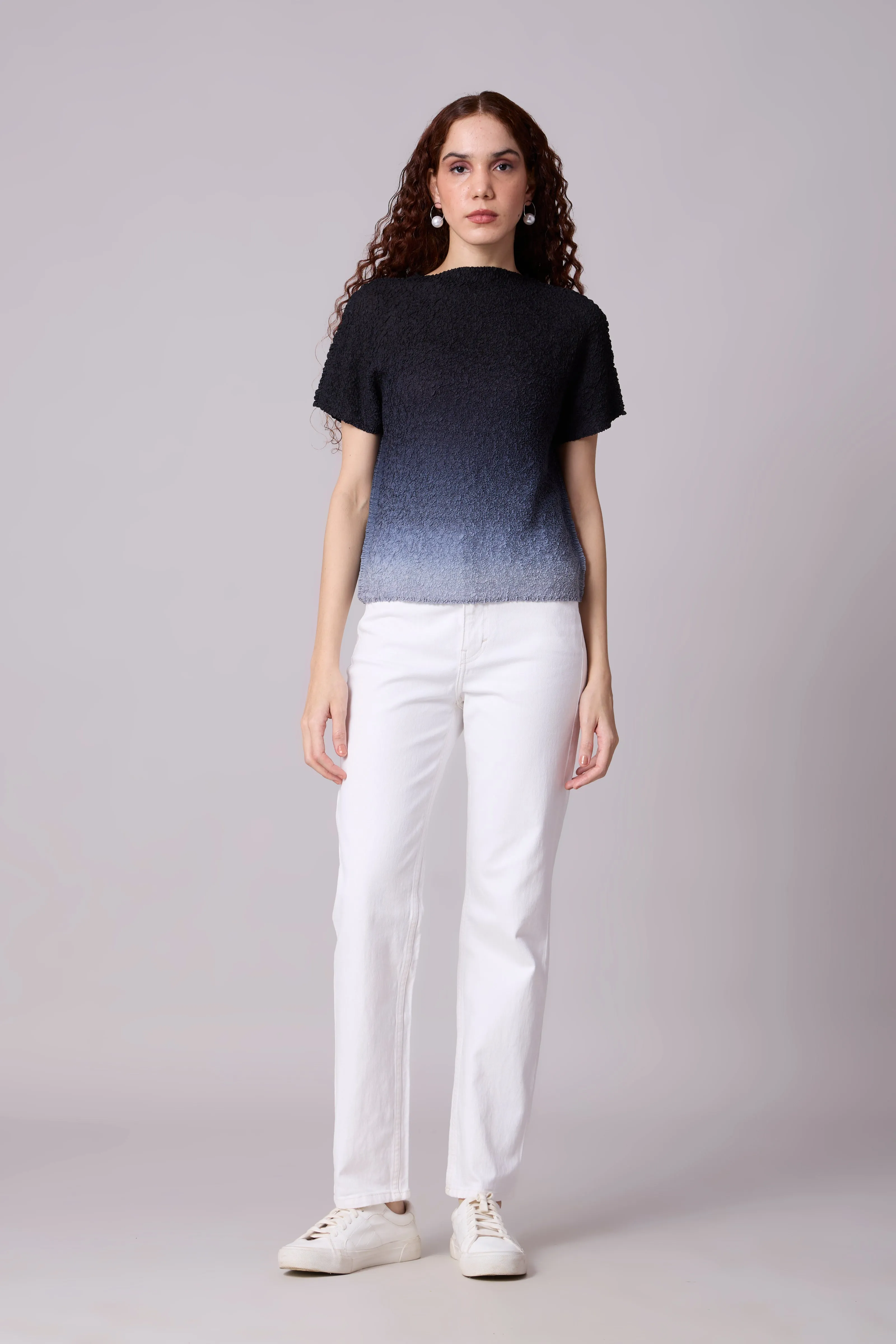 Ramie Ombre Top - Black