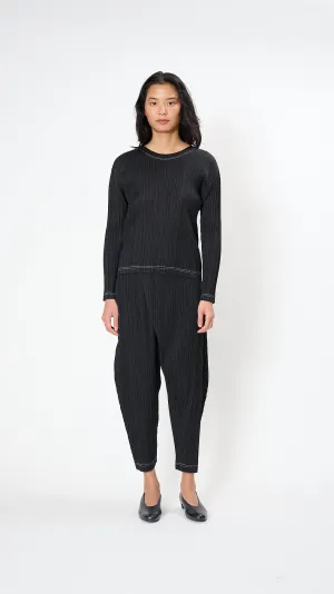 Ramie Pleats Top in Black