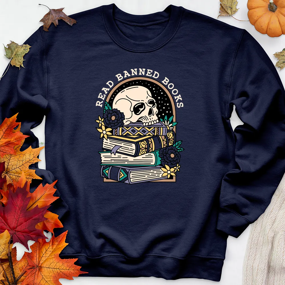 read banned books floral premium crewneck sweatshirt