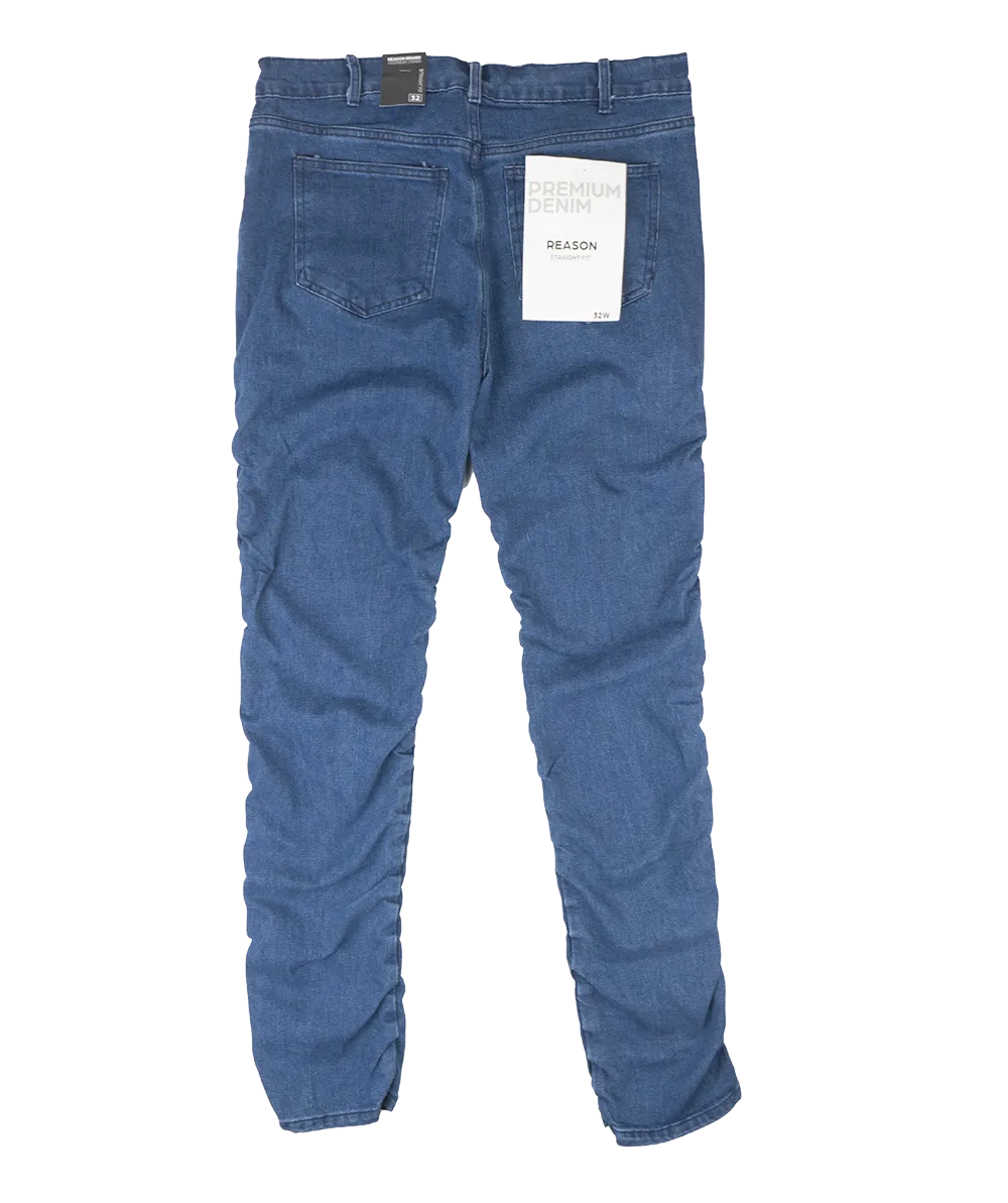 REASON RUCHED DENIM JEANS M BLUE - RB23-100