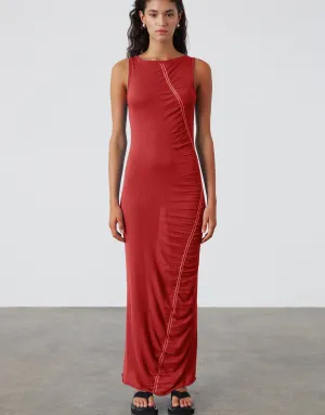 Red Contrast Knit Dress
