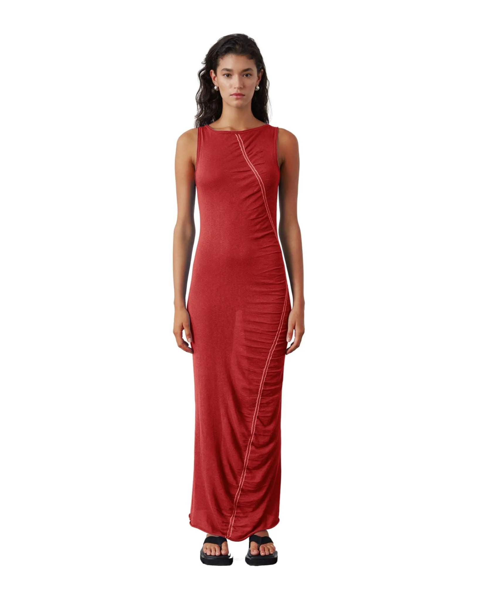 Red Contrast Knit Dress
