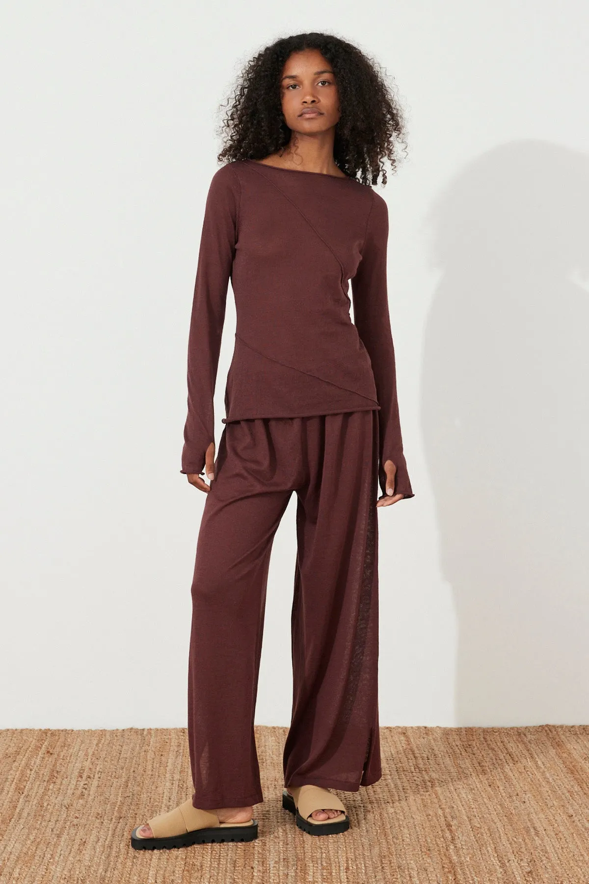 Relaxed Knit Pant - Currant