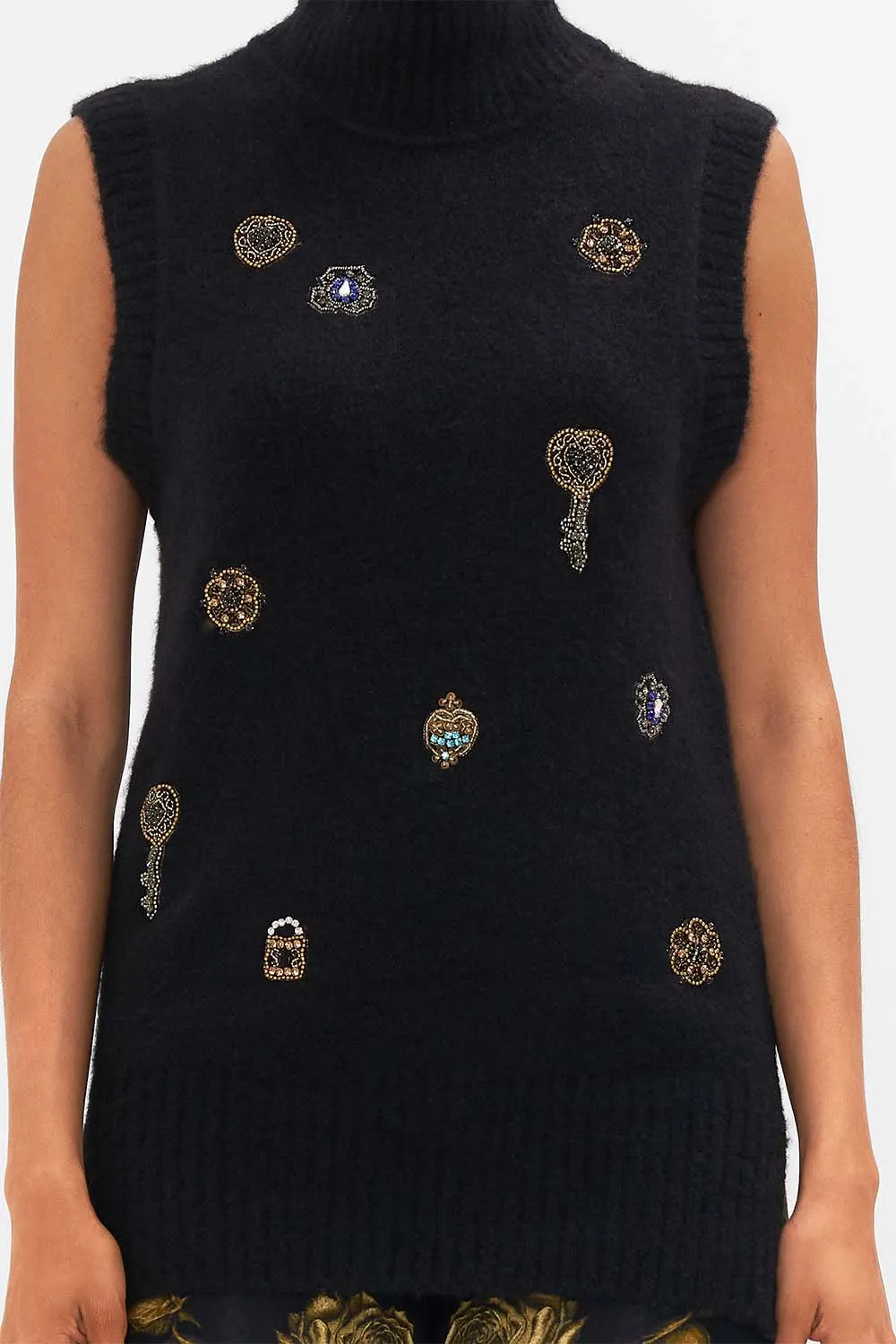 RELAXED SLEEVELESS TURTLENECK KNIT TOP AMSTERGLAM