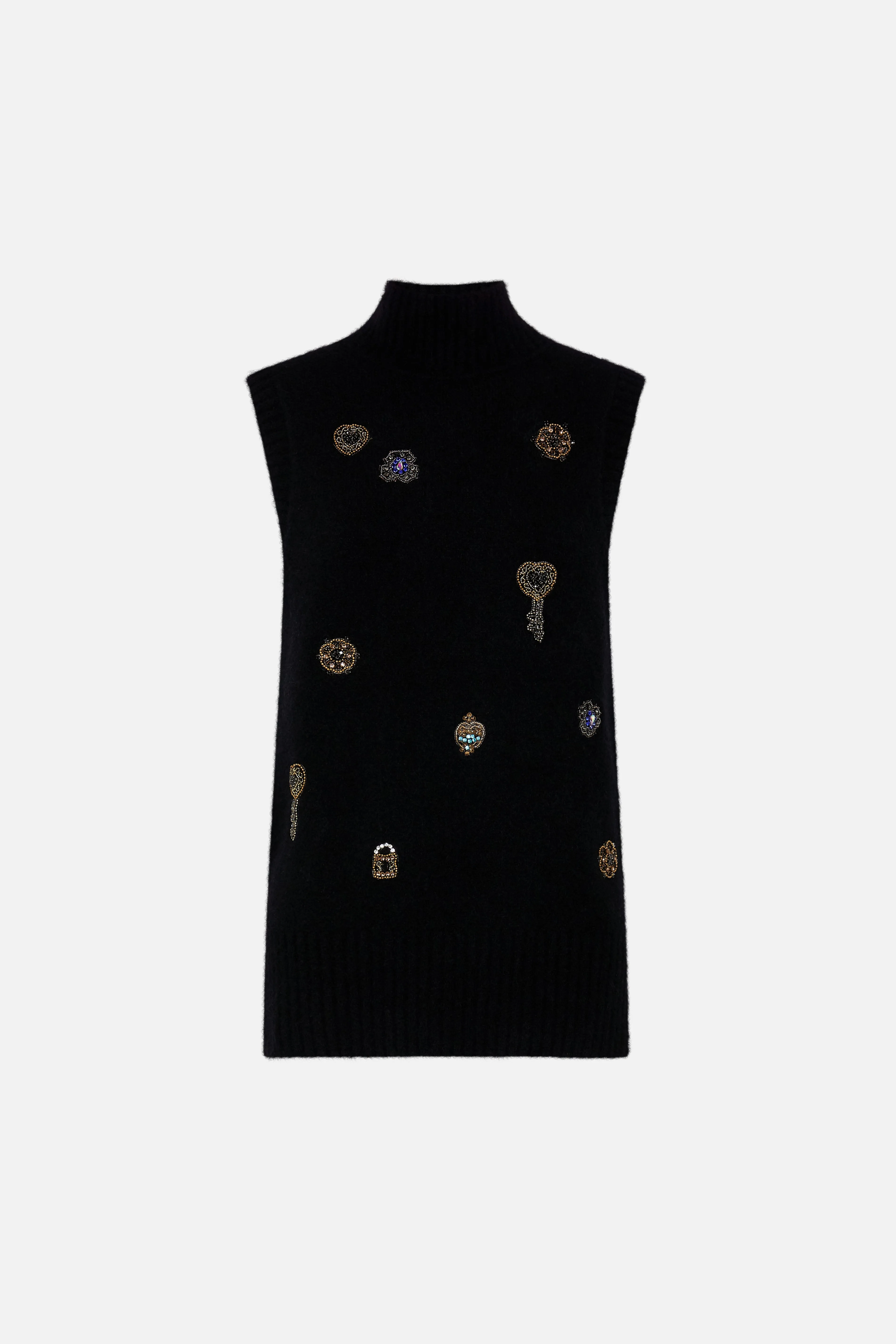 RELAXED SLEEVELESS TURTLENECK KNIT TOP AMSTERGLAM