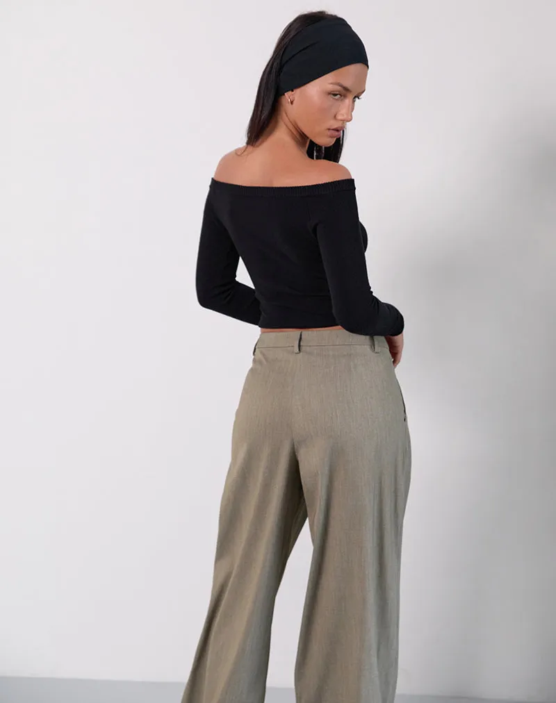 Renie Bardot Top in Black Knit